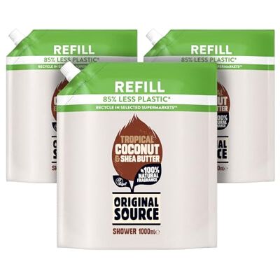 Original Source Coconut and Shea Butter Shower Gel with 100% Natural Fragrance, Vegan Shower Gel, Paraben Free Body Shower Wash, Multipack of 3 x 1000ml Original Source Coconut and Shea Butter Shower Gel with 100% Natural Fragrance, Vegan Shower Gel, Paraben Free Body Shower Wash, Multipack of 3 x 1000ml
