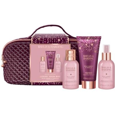 Baylis & Harding Signature Luxury Wash Bag Gift Set 1 Pack Wild Cherry & Vanilla, Vegan Friendly Baylis & Harding Signature Luxury Wash Bag Gift Set 1 Pack Wild Cherry & Vanilla, Vegan Friendly