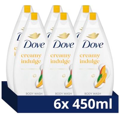 Dove Creamy Indulge Body Wash Body Cleanser shower gel with mango nectar & tropical, floral notes for softer, smoother skin after one shower 6x 450 ml Dove Creamy Indulge Body Wash Body Cleanser shower gel with mango nectar & tropical, floral notes for softer, smoother skin after one shower 6x 450 ml