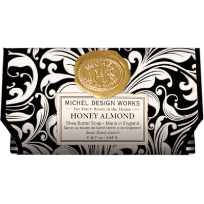 Michel Design Works Triple-milled and Handmade Large Bath Soap Bar, Honey Almond Scent and Design with Shea Butter, Long Lasting 8.7oz Bar Michel Design Works Triple-milled and Handmade Large Bath Soap Bar, Honey Almond Scent and Design with Shea Butter, Long Lasting 8.7oz Bar