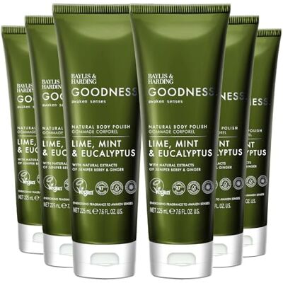 Baylis & Harding Goodness Awaken Natural Body Scrub 225ml 6 pack Lime, Mint & Eucalyptus, 98% Naturally Derived, Scientifically Proven Ingredients, Dermatologist Approved, Vegan, UK Made Baylis & Harding Goodness Awaken Natural Body Scrub 225ml 6 pack Lime, Mint & Eucalyptus, 98% Naturally Derived, Scientifically Proven Ingredients, Dermatologist Approved, Vegan, UK Made