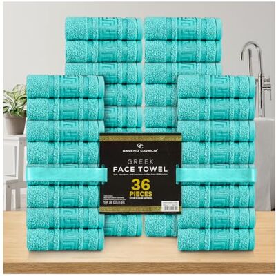 GC GAVENO CAVAILIA 100% Cotton Face Cloths Towels Ultra-Soft 36 Pack Flannel Face Cloth for Makeup Removal & Skincare Reusable Wash Cloths Durable Face Towels for Hotel, Spa, Gym 33x33cm, Aqua GC GAVENO CAVAILIA 100% Cotton Face Cloths Towels Ultra-Soft 36 Pack Flannel Face Cloth for Makeup Removal & Skincare Reusable Wash Cloths Durable Face Towels for Hotel, Spa, Gym 33x33cm, Aqua