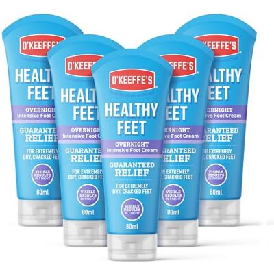O'Keeffe's O’Keeffe’s Healthy Feet Overnight, 5 x 80ml Tubes – Intensive Foot Cream for Extremely Dry, Cracked Feet Visible Results in 1 Night O'Keeffe's O’Keeffe’s Healthy Feet Overnight, 5 x 80ml Tubes – Intensive Foot Cream for Extremely Dry, Cracked Feet Visible Results in 1 Night