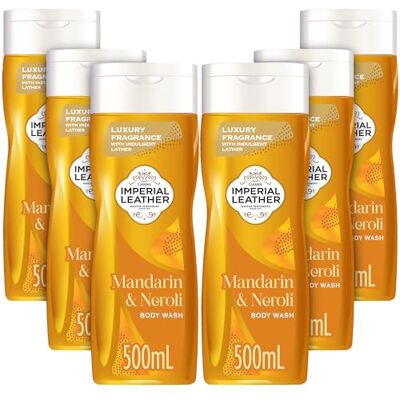 Imperial Leather Mandarin & Neroli Refreshing Body Wash Shower Gel, Signature Oil Blend, Creamy Lather, Gentle Skin Care, Bulk Buy, Pack of 6x500ml Imperial Leather Mandarin & Neroli Refreshing Body Wash Shower Gel, Signature Oil Blend, Creamy Lather, Gentle Skin Care, Bulk Buy, Pack of 6x500ml
