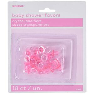 Unique 13640 Pink Baby Shower Pacifiers Pcs, 18 Count