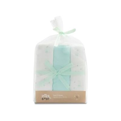Interbaby Pack of 3 Muslin Cloths Made of Bamboo and Cotton Bear Green 55 x 70 cm Absorbent and Breathable and Ideal for Cleaning, Wiping and Covering Newborns Interbaby Pack of 3 Muslin Cloths Made of Bamboo and Cotton Bear Green 55 x 70 cm Absorbent and Breathable and Ideal for Cleaning, Wiping and Covering Newborns