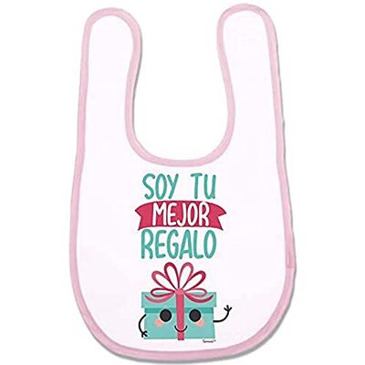 SUPERMOLON 03113 – “Soy Tu Mejor Gift” Baby Bib with, Pastel Pink, Unisex SUPERMOLON 03113 – “Soy Tu Mejor Gift” Baby Bib with, Pastel Pink, Unisex