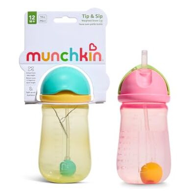 Munchkin Tip and Sip Baby Straw Cup 2Pack 12m+ 296 ml Pink/Yellow Munchkin Tip and Sip Baby Straw Cup 2Pack 12m+ 296 ml Pink/Yellow