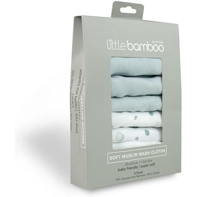Little Bamboo Whisper - 6-pack - 30x30 cm - Muslin Baby Wash Cloths Little Bamboo Whisper - 6-pack - 30x30 cm - Muslin Baby Wash Cloths