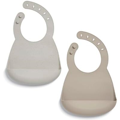 Mamas & Papas - Silicone Bibs - Neutral Speckle - Bibs Mamas & Papas - Silicone Bibs - Neutral Speckle - Bibs