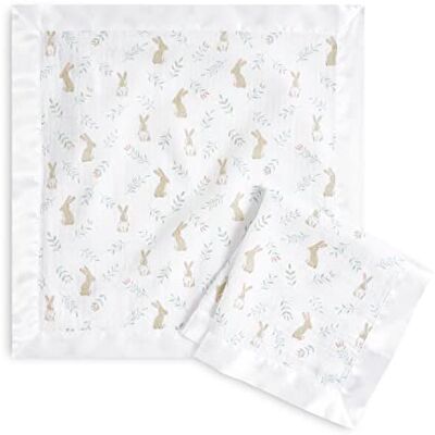 aden + anais blushing bunnies Security Blanket Pack of 2 Square Soft & Breathable 100% Cotton Muslin with Satin Trim Throw Unisex Shower Gift Set for Baby Girls & Boys Newborn & Infant aden + anais blushing bunnies Security Blanket Pack of 2 Square Soft & Breathable 100% Cotton Muslin with Satin Trim Throw Unisex Shower Gift Set for Baby Girls & Boys Newborn & Infant