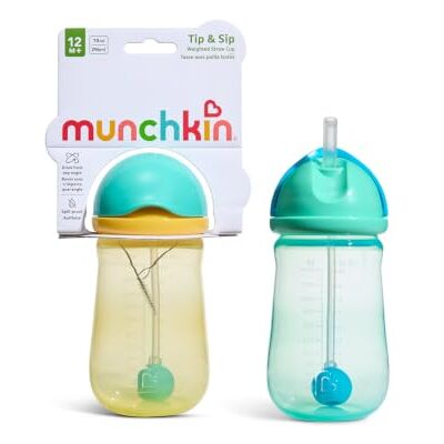 Munchkin Tip and Sip Baby Straw Cup 2Pack 12m+ 296 ml Blue/Yellow Munchkin Tip and Sip Baby Straw Cup 2Pack 12m+ 296 ml Blue/Yellow