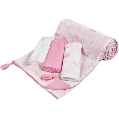 Soft Touch Sage Green Koala Printed Muslin Wrap w/Tassel 80 cm x100 cm & 3 Pack 70 cm x 70 cm Muslin Squares Set; Ultra-Soft & Breathable; Perfect for Swaddling & Burping; 100% Cotton Hypoallergenic Soft Touch Sage Green Koala Printed Muslin Wrap w/Tassel 80 cm x100 cm & 3 Pack 70 cm x 70 cm Muslin Squares Set; Ultra-Soft & Breathable; Perfect for Swaddling & Burping; 100% Cotton Hypoallergenic