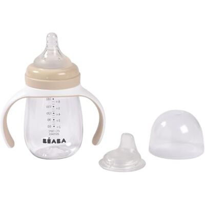Béaba , 2-in-1 Baby Bottle/Training Cup, Children's Straw Cup, 100% Leak-Proof, Easy to Open, Removable Handles, Tritan and Silicone, 210 ml, Clay Béaba , 2-in-1 Baby Bottle/Training Cup, Children's Straw Cup, 100% Leak-Proof, Easy to Open, Removable Handles, Tritan and Silicone, 210 ml, Clay