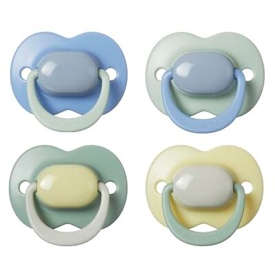 Tommee Tippee Ultimate Fit Soother, 6-18 Months, 4 Pack, Colour Blocked, Orthodontic Dummy for Babies, Symmetrical Teat, Air Holes, 100% BPA Free Silicone, Steriliser Safe, Muted Brights Tommee Tippee Ultimate Fit Soother, 6-18 Months, 4 Pack, Colour Blocked, Orthodontic Dummy for Babies, Symmetrical Teat, Air Holes, 100% BPA Free Silicone, Steriliser Safe, Muted Brights