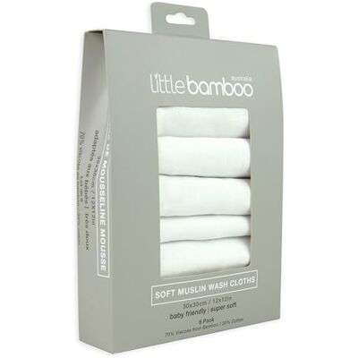 Little Bamboo Muslin Baby Wash Cloths Pack of 6 Little Bamboo Muslin Baby Wash Cloths Pack of 6