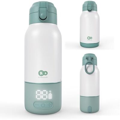 Kinderkraft GAJA 2-in-1 Portable Milk Warmer and Bottle 500 ml, Heats Milk in 120 Seconds, 5 Temperature Levels 37–55°C, Detachable Battery, Keeps Liquids Warm up to 20h, USB-C Charging, Green Kinderkraft GAJA 2-in-1 Portable Milk Warmer and Bottle 500 ml, Heats Milk in 120 Seconds, 5 Temperature Levels 37–55°C, Detachable Battery, Keeps Liquids Warm up to 20h, USB-C Charging, Green