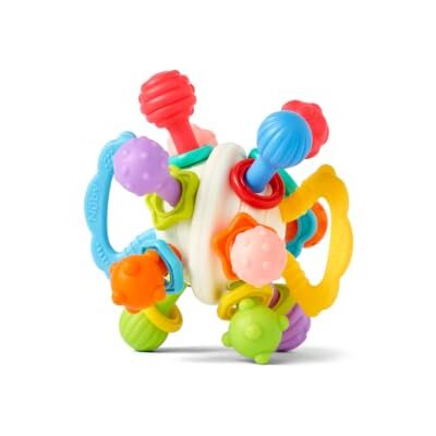 Nuby Twist Ball Teething Ring with Rattle, Fine Motor Skills, +3 Months Sensory teething ring toy with rattle, non-slip shape and many teething surfaces, promotes fine motor skills and soothes gums Nuby Twist Ball Teething Ring with Rattle, Fine Motor Skills, +3 Months Sensory teething ring toy with rattle, non-slip shape and many teething surfaces, promotes fine motor skills and soothes gums