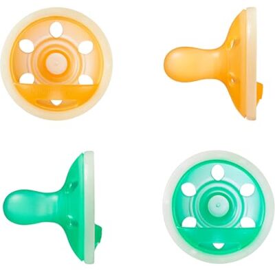 Tommee Tippee Breast-Like Night Glow Dummy 0-6m Silicone Pack of 4 Lightweight One-Piece Design Tommee Tippee Breast-Like Night Glow Dummy 0-6m Silicone Pack of 4 Lightweight One-Piece Design