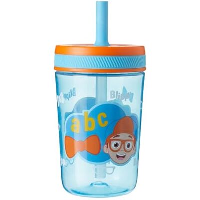 HOX Blippi Kids Water Bottle with Soft Sipper Straw – 443ml, BPA-Free, Leak-Proof, Durable & Portable for Children, Blue HOX Blippi Kids Water Bottle with Soft Sipper Straw – 443ml, BPA-Free, Leak-Proof, Durable & Portable for Children, Blue