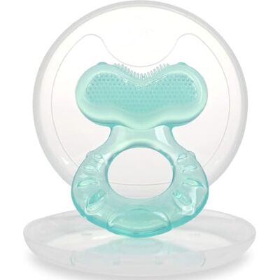 Nuby Teethe-EEZ Soft Silicone Teether Silicone Teether with Surface to Massage Teeth Hygienic Case Included Turquoise +3 Months Nuby Teethe-EEZ Soft Silicone Teether Silicone Teether with Surface to Massage Teeth Hygienic Case Included Turquoise +3 Months