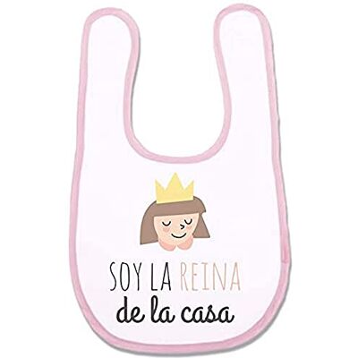 SUPERMOLON 02871 – “I'm The Queen of The House” Baby Bib with Velcro, Pastel Pink, Unisex SUPERMOLON 02871 – “I'm The Queen of The House” Baby Bib with Velcro, Pastel Pink, Unisex