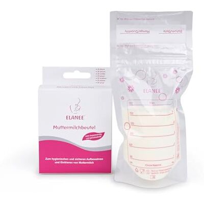 Elanee Breast Milk Bags Store & Freeze Breast Milk Odourless, Tasteless and Pre-Sterilised Double Safety Closure 20 Pack (711-00) Elanee Breast Milk Bags Store & Freeze Breast Milk Odourless, Tasteless and Pre-Sterilised Double Safety Closure 20 Pack (711-00)