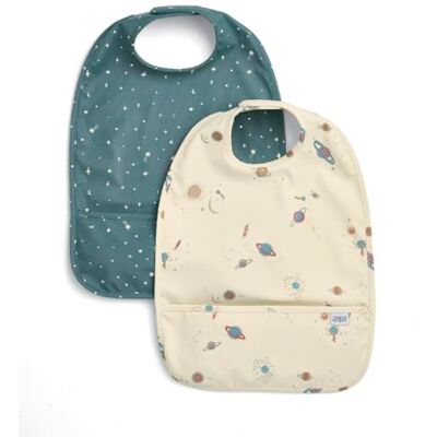 Mamas & Papas Baby Bib, 2 Pack of Scoop Bibs, Rocket Space Mamas & Papas Baby Bib, 2 Pack of Scoop Bibs, Rocket Space