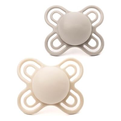 MAM Perfect Dummies, 0-6M, 2 Pack, Orthodontic Design, Cream/White MAM Perfect Dummies, 0-6M, 2 Pack, Orthodontic Design, Cream/White