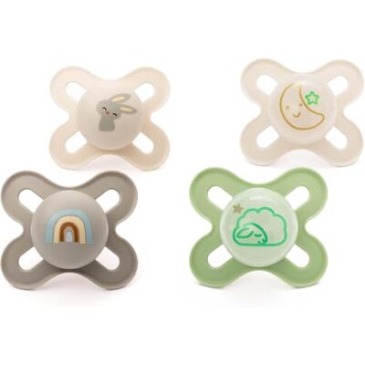 MAM Original Start Day & Night Soothers 0-2 Months 4 Pack Includes 2X Glow in The Dark Dummies Orthodontic Design Baby Accessories Pink (Various Designs) MAM Original Start Day & Night Soothers 0-2 Months 4 Pack Includes 2X Glow in The Dark Dummies Orthodontic Design Baby Accessories Pink (Various Designs)