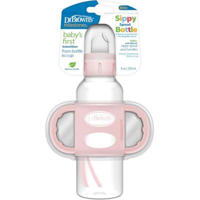 Dr. Brown's Dr. Brown’s Milestones Narrow Sippy Bottle with Silicone Handles Pink Dr. Brown's Dr. Brown’s Milestones Narrow Sippy Bottle with Silicone Handles Pink