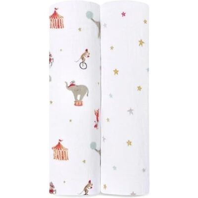 aden + anais ™ essentials cotton muslin 2 pack swaddle blanket elephant circus aden + anais ™ essentials cotton muslin 2 pack swaddle blanket elephant circus