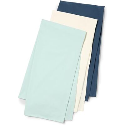 Amazon Essentials x Sofia Grainge Unisex Babies' Swaddle Blanket, Muslin Cloth 107 cm x 107 cm, Pack of 3, Ivory/Navy/Pale Green, One Size Amazon Essentials x Sofia Grainge Unisex Babies' Swaddle Blanket, Muslin Cloth 107 cm x 107 cm, Pack of 3, Ivory/Navy/Pale Green, One Size