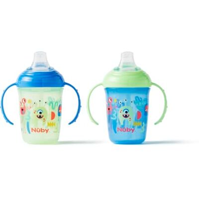 Nuby Grip n Sip Toddler Water Bottle, 2-Pack, 240ml, 4M+, Monsters No Spill Toddler Sippy Cup, Dishwasher & Microwave Safe, Twin Handles & Soft Silicone Spout for Easy Transition Nuby Grip n Sip Toddler Water Bottle, 2-Pack, 240ml, 4M+, Monsters No Spill Toddler Sippy Cup, Dishwasher & Microwave Safe, Twin Handles & Soft Silicone Spout for Easy Transition