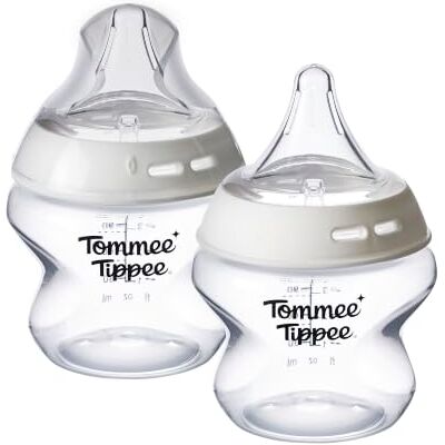 Tommee Tippee Natural Start Baby Bottle 150ml Pack of 2, Extra Slow Flow Breast-Like Teat, Deep Latch Triangular Teat Tommee Tippee Natural Start Baby Bottle 150ml Pack of 2, Extra Slow Flow Breast-Like Teat, Deep Latch Triangular Teat