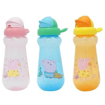 Peppa Pig Water Bottle, 3 Pack Pink Blue Orange Colourway Pack 340ml BPA Free 6M+ Straw Sipper for Toddlers, Reusable Non-Spill School Nursery Bottle Set Peppa Pig Water Bottle, 3 Pack Pink Blue Orange Colourway Pack 340ml BPA Free 6M+ Straw Sipper for Toddlers, Reusable Non-Spill School Nursery Bottle Set