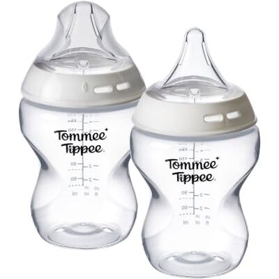 Tommee Tippee Natural Start Baby Bottle 260ml Pack of 2, Slow Flow Breast-Like Teat, Deep Latch Triangular Teat Tommee Tippee Natural Start Baby Bottle 260ml Pack of 2, Slow Flow Breast-Like Teat, Deep Latch Triangular Teat
