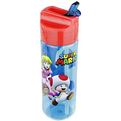 p:os OSP 33165 Water Bottle with Super Mario Motif, Plastic, BPA and Phthalate Capacity Approx. 540 ml, Ideal for Travel, Nursery and Sports, for Boys and Girls, Multicoloured p:os OSP 33165 Water Bottle with Super Mario Motif, Plastic, BPA and Phthalate Capacity Approx. 540 ml, Ideal for Travel, Nursery and Sports, for Boys and Girls, Multicoloured