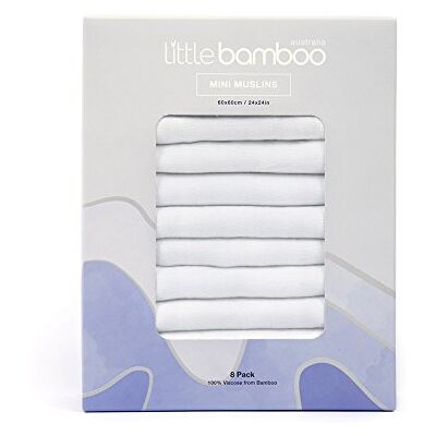 Little Bamboo Muslin Squares Pack, White, 8 Count Little Bamboo Muslin Squares Pack, White, 8 Count