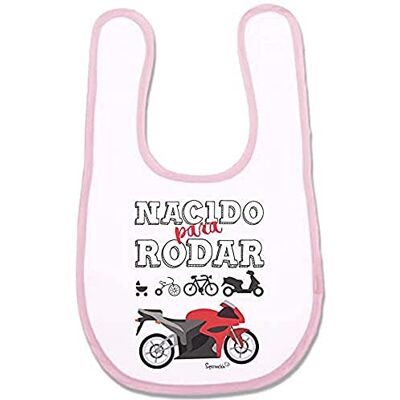 SUPERMOLON 01959 – “Born to Roll” Baby Bib with Velcro, Pastel Pink, Unisex SUPERMOLON 01959 – “Born to Roll” Baby Bib with Velcro, Pastel Pink, Unisex