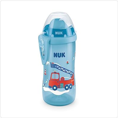 NUK First Choice+ Flexi Cup Drinking Bottle, from 12 Months, Leak-Proof with Straw, Clip and Protective Cap, BPA-Free, 300 ml, Fire Engine (Blue) NUK First Choice+ Flexi Cup Drinking Bottle, from 12 Months, Leak-Proof with Straw, Clip and Protective Cap, BPA-Free, 300 ml, Fire Engine (Blue)