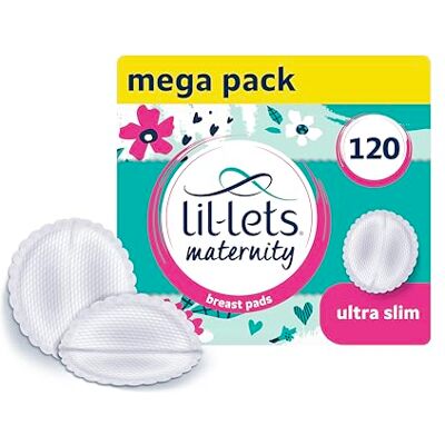 Lil-Lets Maternity BreastPads, X 120 Count, Disposable Nursing Pads, for Breastfeeding Mums, Individually Wrapped, Ultra Slim & Absorbent, 4 Packs Lil-Lets Maternity BreastPads, X 120 Count, Disposable Nursing Pads, for Breastfeeding Mums, Individually Wrapped, Ultra Slim & Absorbent, 4 Packs