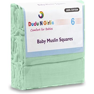 DUDU N GIRLIE Baby Muslin Squares 70x70cm, Mint, Double Layer 100% Cotton Muslin, Newborn Essentials, Burp Cloths, Pack of 8 DUDU N GIRLIE Baby Muslin Squares 70x70cm, Mint, Double Layer 100% Cotton Muslin, Newborn Essentials, Burp Cloths, Pack of 8