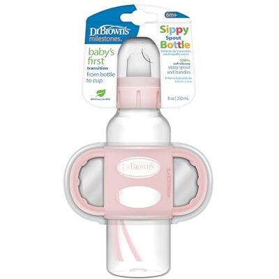 Dr. Brown's Dr. Brown’s Milestones Narrow Sippy Bottle with Silicone Handles Pink Dr. Brown's Dr. Brown’s Milestones Narrow Sippy Bottle with Silicone Handles Pink