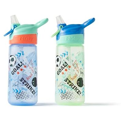 Nuby Super Quench Free-Flow Water Bottle, 2-Pack, 540ml, 18M+, Sports Nuby Super Quench Free-Flow Water Bottle, 2-Pack, 540ml, 18M+, Sports