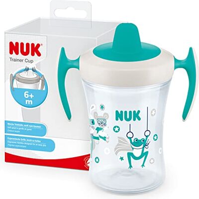 NUK Trainer Cup Sippy Cup Leak-Proof Soft Drinking Spout 6+ Months 230ml Green Frog NUK Trainer Cup Sippy Cup Leak-Proof Soft Drinking Spout 6+ Months 230ml Green Frog