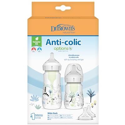 Dr. Brown's Anti-Colic Options+ Wide-Neck Baby Bottle Sampler Kit Dr. Brown's Anti-Colic Options+ Wide-Neck Baby Bottle Sampler Kit