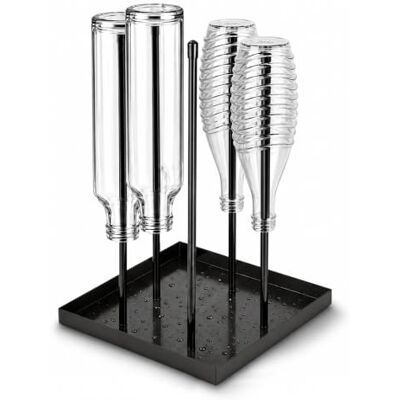 VINATO Bottle Drying Rack Bottle Holder for SodaStream Bottle Stand for Draining with Drainer 5 Metal Bottle Stand for Kitchen, Black VINATO Bottle Drying Rack Bottle Holder for SodaStream Bottle Stand for Draining with Drainer 5 Metal Bottle Stand for Kitchen, Black