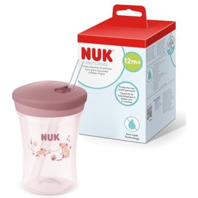 NUK First Choice Learner Straw Cup 12+ Months 230ml Leak Proof Toddler Bottle with Straw Pink Koala 1 Count NUK First Choice Learner Straw Cup 12+ Months 230ml Leak Proof Toddler Bottle with Straw Pink Koala 1 Count