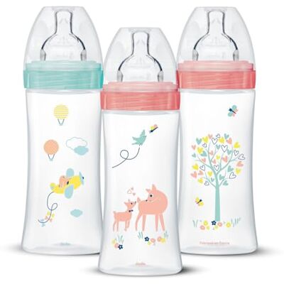 Dodie Girls Sensation Plus Anti-Colic Baby Bottles, Girl, 330 ml, +6 Months, Flat Teat 3, Flow 3, Pastel Pink, 3 Count (Pack of 1) Dodie Girls Sensation Plus Anti-Colic Baby Bottles, Girl, 330 ml, +6 Months, Flat Teat 3, Flow 3, Pastel Pink, 3 Count (Pack of 1)